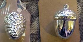 317576 Greenbrier International Inc. Silver Acorn Pinecone Christmas Ornaments Set