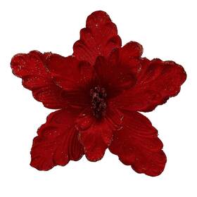 Pr0001 Greenhouzz 10 Pcs Large Poinsettias Christmas Tree Flower Glitter Silk Picks Orna