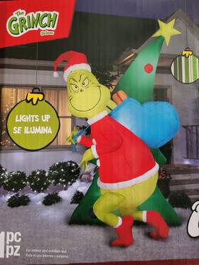 23gm83148 Grinch 9 Ft Giant Sized Led Scene Christmas Airblown Inflatable