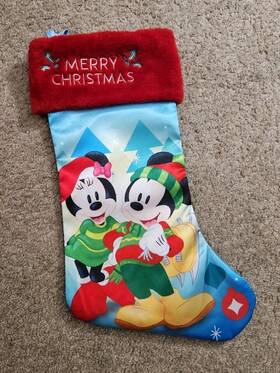 Grupo Ruz 193849010313 Merry Christmas Faux Fur Trim Red Mickey Minnie Mouse Stocking