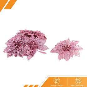 Gryfton 686130788782 10pack Christmas Tree Artificial Glitter Hanging Ornaments Flower Pink