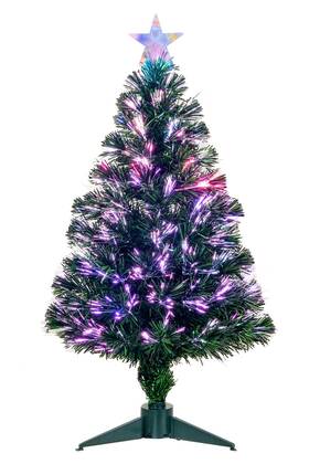 Gs001 Gsxmas 3ft Fiber Optic Green Christmas Tree Artificial With Stand Pre-lit Full Xmas