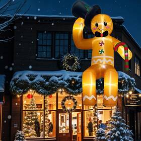 S-cq-zzjbr-us-1 Gudelak 10ft Christmas Inflatable Outdoor Decoration Giant Gingerbread Led Xmas Decor