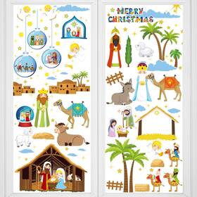 Lau-gueevin-228 Gueevin 9 Sheets Religious Christmas Window Clings - Diy Nativity Stickers