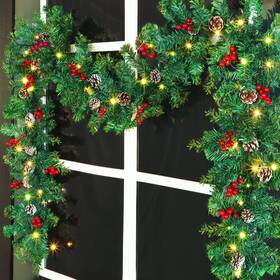 Guoou 745860329006 9 Foot Christmas Lighted Garland Battery Operated With Lig
