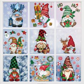 Ct01 Gygot 77 Pcs Christmas Gnome Window Clings Reusable Double Sided D