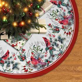 Ctst258 Gyhuad Christmas Tree Skirt 36inches Winter Cardinal Birds Xmas 36in Red