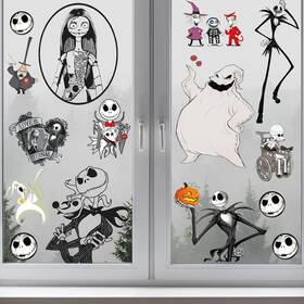Ze073 Gzkkkkx Cartoon Window Clings Decals Party Removable Night Before Christmas 9 Sheets