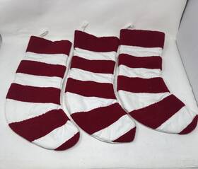 H Is For Happy 444800876258 Christmas Stockings Red And White 16.5 Inch By Lot Of 3