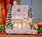 H205805 Valerie Parr Hill Illuminated White Building Brick Cottage By