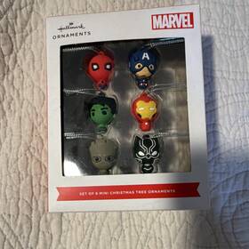 0003hcm2860 Hallmark Marvel Mini Christmas Ornaments Set Of 6 Spider-man Hulk Iron Man Groot