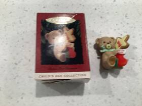 Hallmark 015012107616 Keepsake Ornament 1994 Babys First Christmas Teddy Bear Stocking