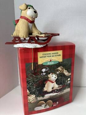 Hallmark 015012436419 Vtg 1997 Nikki Dog In Sleigh Christmas Stocking Hanger Original Box Euc