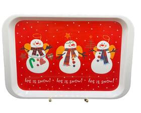 Hallmark 015012481761 Tray Let It Snow Snowman Plastic Winter Christmas Holiday Serving Decor