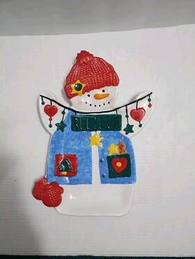 Hallmark 015012703603 Snowman Serving Tray Believe Candy Dish Holiday Christmas Table
