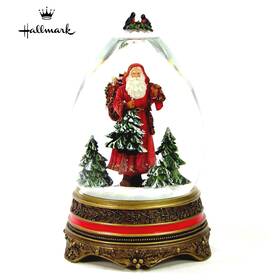 Hallmark 015012770681 Father Christmas 9 Inch Musical Snow Egg Globe Deck The Halls Birds Mib