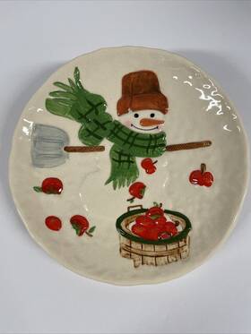 Hallmark 028225070356 Mitford Snowman Plate Jan Karon Christmas Cookie Platter Retired Read