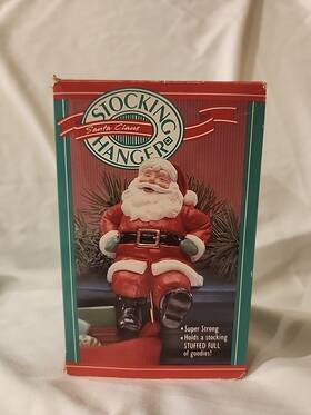 08104 Hallmark Stocking Hanger Holder Santa Claus Vtg 1988 Holiday Christmas