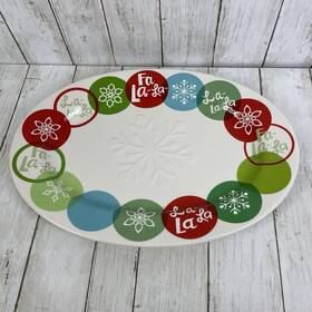 1dir3557 Hallmark Christmas Fa-la-la Large Serving Platter - Textured Snowflake 16.5 Inch