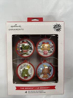 3hcm4125 Hallmark The Grinch 4pc Mini Round Half Sphere Christmas Tree Ornaments