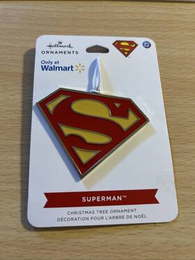 3hcm4679 Hallmark Dc Superman Logo Emblem Shield Christmas Tree Ornament Metal Red Yellow
