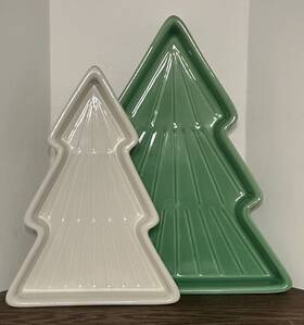 Hallmark 661127012736 2023 Vip Christmas Tree Serving Nesting Trays Ceramic Set Of 2
