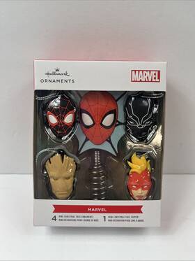Hallmark 661127059922 Marvel Super Heroes Christmas Tree Ornaments Topper With 4 Mini