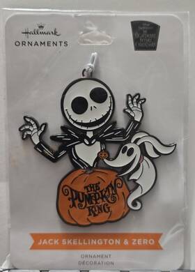 Hallmark 661127093407 The Nightmare Before Christmas Jack Skellington And Zero Metal Ornament