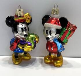 Hallmark 763795025596 Vintage Disney Blown Glass Mickey And Minnie Mouse Ornaments Christmas Presents