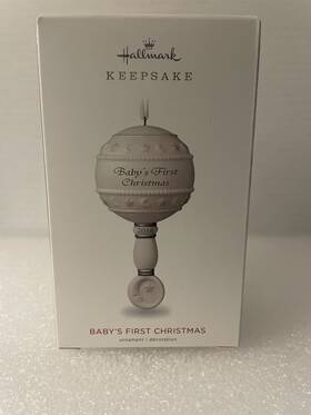 Hallmark 763795276851 Babys First Christmas Keepsake Ornament 2018 Porcelain Rattle