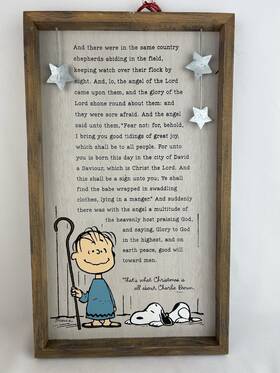 Bn10 Hallmark 763795313068 Peanuts Linus Snoopy Christmas Speech Religious Art Wood Sign