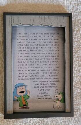 Hallmark 763795685202 Peanuts Snoopy Christmas Speech Art Wood Sign Nativity 15x11 Inch