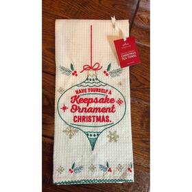 Hallmark 763795716944 Brand New With Tags Keepsake Ornament Christmas Tea Towel