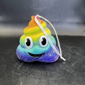 Hallmark 763795733828 Rainbow Sparkle Swirl Poop Emoji Holiday Christmas Tree Ornament