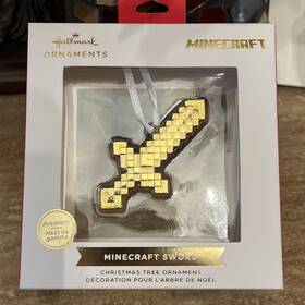 Hallmark 763795739752 New Minecraft Sword Gold Premium Christmas Tree Ornament 2021 Must Have