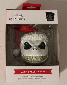 Hallmark 763795776115 The Nightmare Before Christmas Jack Skellington Santa Head Ornament New