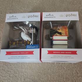 Hallmark 763795776252 Harry Potter Christmas Ornament Lot Books And Wand Luggage Trolley