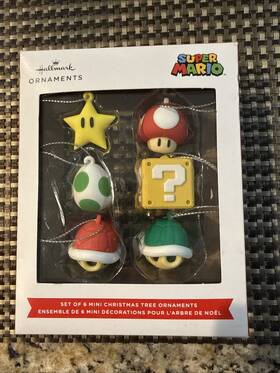 Hallmark 763795840342 Nintendo Super Mario Set Of 6 Mini Christmas Tree Ornaments Brand New