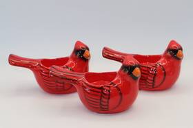 Hallmark 795902352677 Red Cardinal Ceramic Votive Tea Light Candle Holders Set Of 3 Christmas