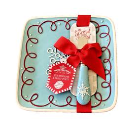 Hallmark 795902467982 Northpole Fun Spreader And Party Plate Set Blue Snowflake Christmas Gift
