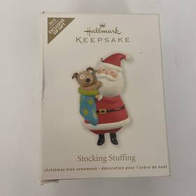 Ad4227 Hallmark Keepsake 2012 Ornament Inch Stocking Stuffing Santa With Puppy Christmas Box