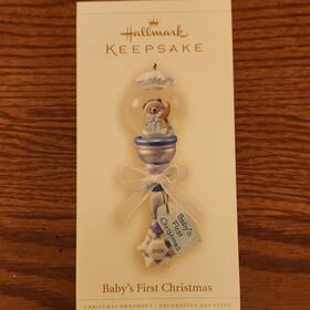 Hallmark Keepsake 02823 Babys First Christmas 2006 Glass Dated Snowflake Teddy Bear