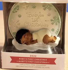 1hda1588 Hallmark Keepsake 2022 Christmas Ornament Inch Babys First Mahogany