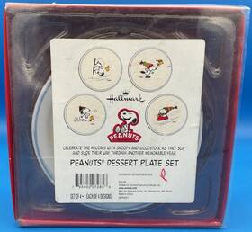 Mpr4321 Hallmark Peanuts Dessert Plate Set Of 4 Designs Christmas 6.5 Inch New Free Shipping