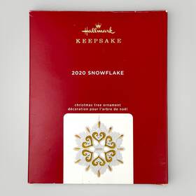 Qgo1754 Hallmark Keepsake 2020 Snowflake Christmas Ornament White Gold Porcelain Glitter