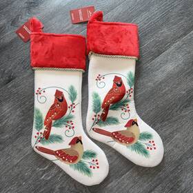 Qsb6309 Hallmark Christmas Stocking Jeweled Beauty Of Birds Cardinal Terri Steiger Nwt