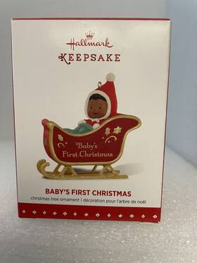 Qsm7749 Hallmark Babys 1st Christmas Keepsake Ornament African American 2015