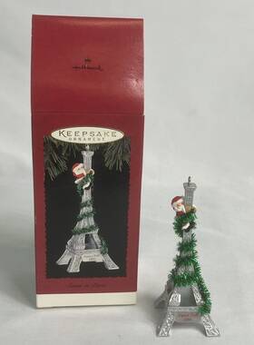 Qx5877 Hallmark Santa Claus Eiffel Tower In Paris Christmas Tree Ornament 1995 Noel