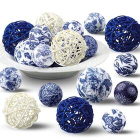 Yuu-halloscume-530 Halloscume 36 Pcs Christmas Blue And White Ornaments Chinoiserie Fabric Ball Decoration