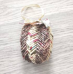Handmade 065810682952 Vtg Pinecone Ornament Christmas Decor Fabric Crafts Large Finished 4 Inch